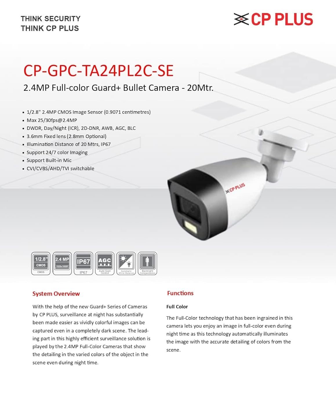 2.4MP Full-color Guard+ Bullet Camera - 20Mtr. - Image 2